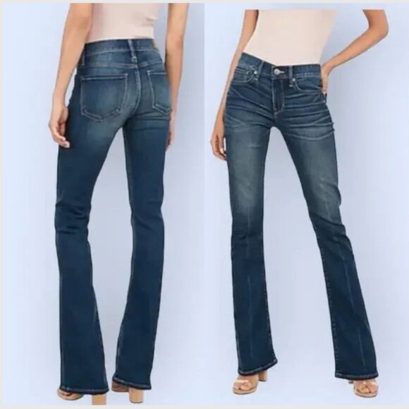 Express - Low-Rise Barely Bootcut Jeans | Size 6 Petite Short | Blue Mid Wash - Picture 1 of 8